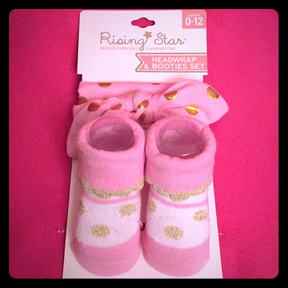 Rising Star Baby Headwrap & Booties Set